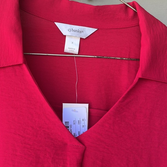 NWT CJ Banks size X 14W red blouse. - Picture 2 of 15